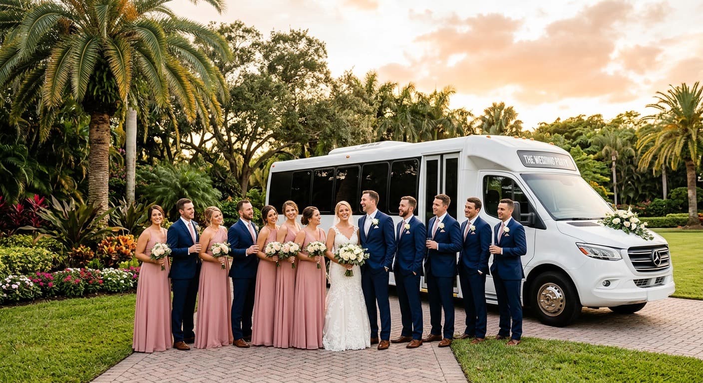 Wedding Transportation party bus in Wilton Manors